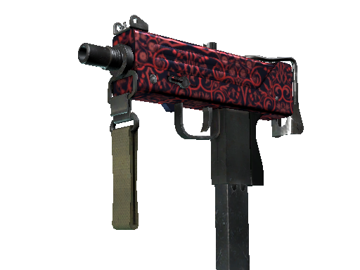 MAC-10 | Red Filigree (Battle-Scarred)