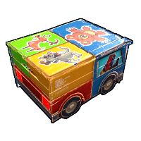 Stickered Toy Car in Rust