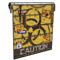 Caution Garage Door in Rust