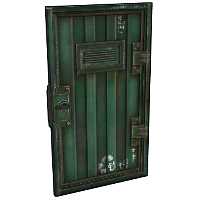 Green Armored Container Door in Rust