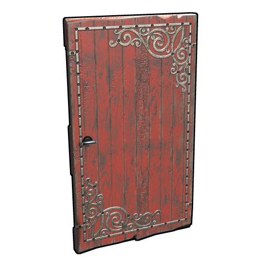 Red Decorative Wood Door in Rust