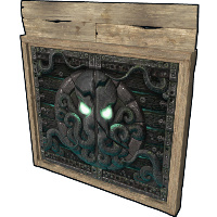 Tomb Of The Octopus Wooden Double Door in Rust