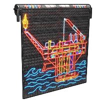 Neon Oil Rig Garage Door in Rust