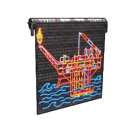 Neon Oil Rig Garage Door