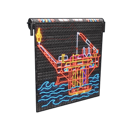 Neon Oil Rig Garage Door
