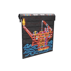 Neon Oil Rig Garage Door