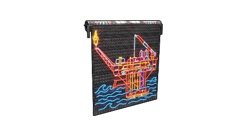 Neon Oil Rig Garage Door