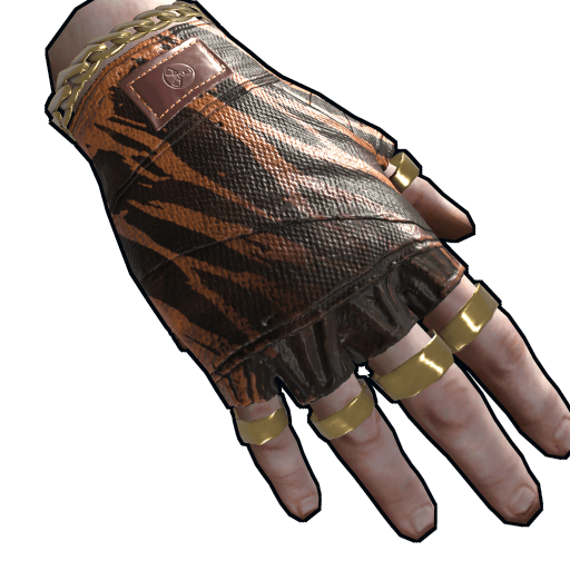 Gold Chains Leather Gloves