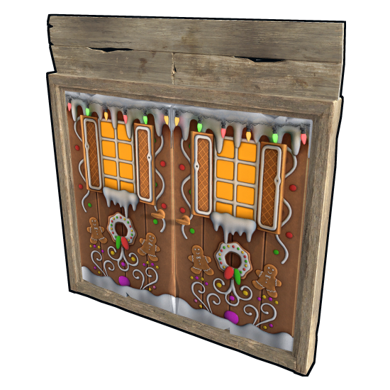 Gingerbread Double Wooden Door in Rust
