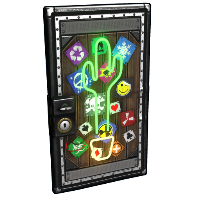 Neon Cactus Metal Door in Rust