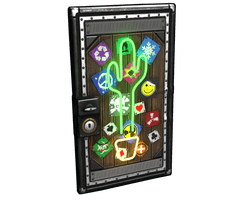 Neon Cactus Metal Door
