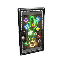 Neon Cactus Metal Door