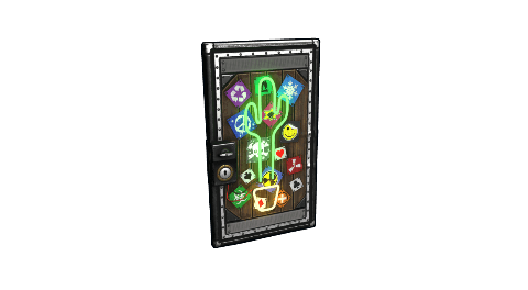 Neon Cactus Metal Door