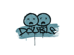 Zalakowane graffiti | Dwa trupy (pastelowy błękit)