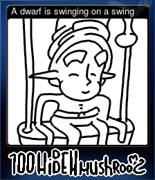 A dwarf is swinging on a swing