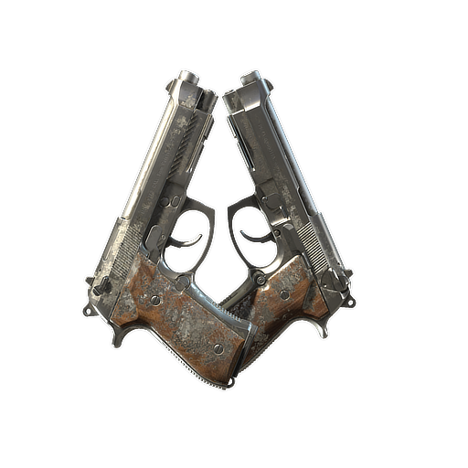 Dual Berettas | Silver Pour (Battle-Scarred)