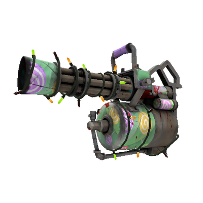 Unusual Festivized Specialized Killstreak Brain Candy Minigun (Battle Scarred)