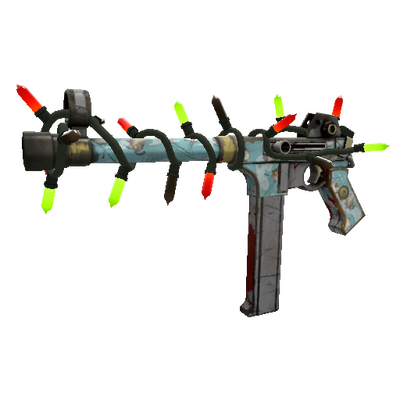 Unusual Festivized Professional Killstreak Blue Mew SMG (Battle Scarred)