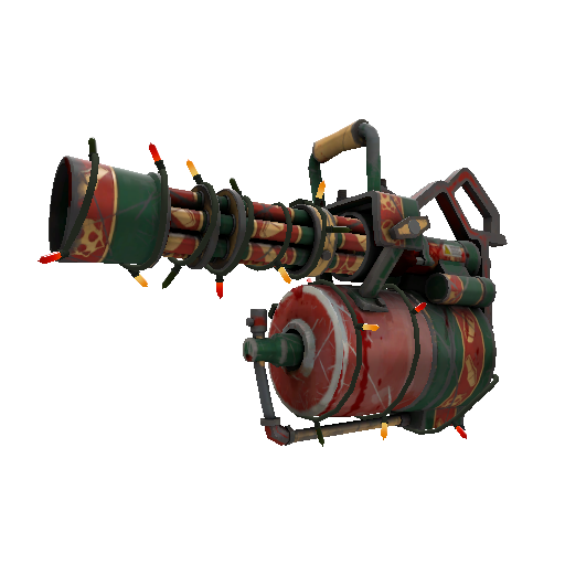 Strange Festivized Killstreak Sleighin' Style Minigun (Battle Scarred)